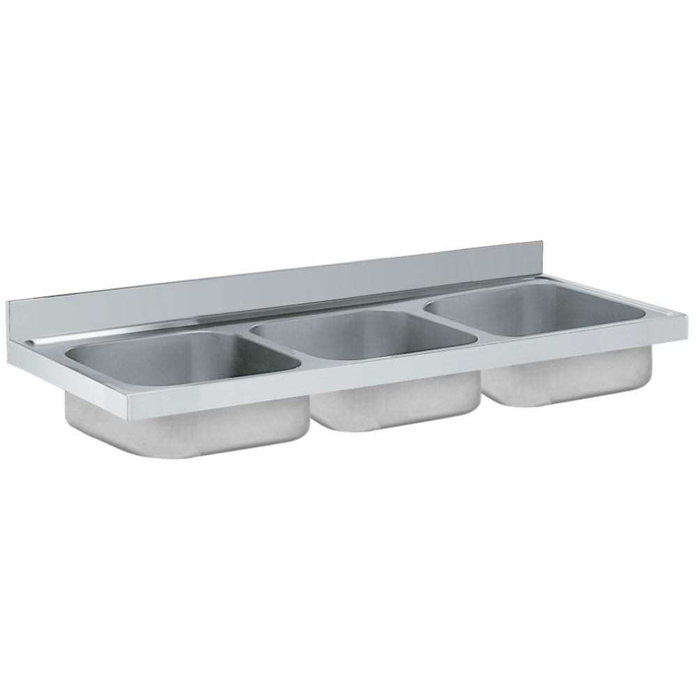 Unsupported sink 3 bowls 500x500x300 - 1800x700x300 mm - 24700355 Eurast