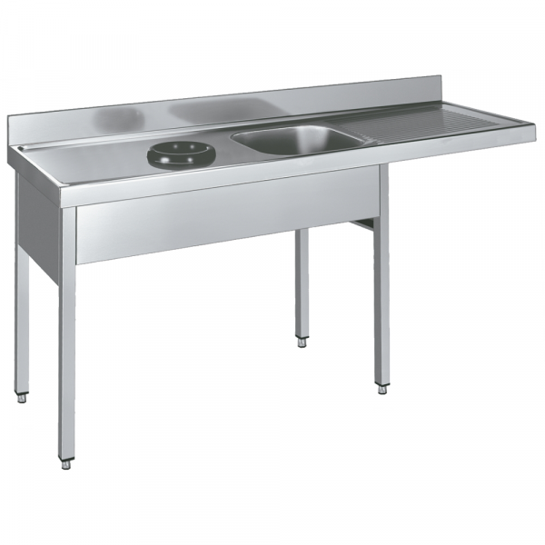 Sink with frame discharge ring, 1 bowl and 1 drainer - 1800x700x850 mm - 227D817L Eurast