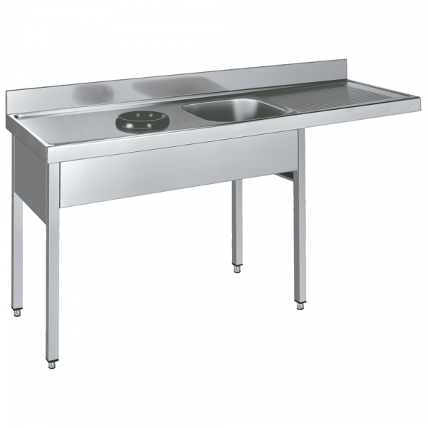 Sink with frame 1 drainer, 1 bowl and discharge ring - 1800x600x850 mm - 255I816L Eurast