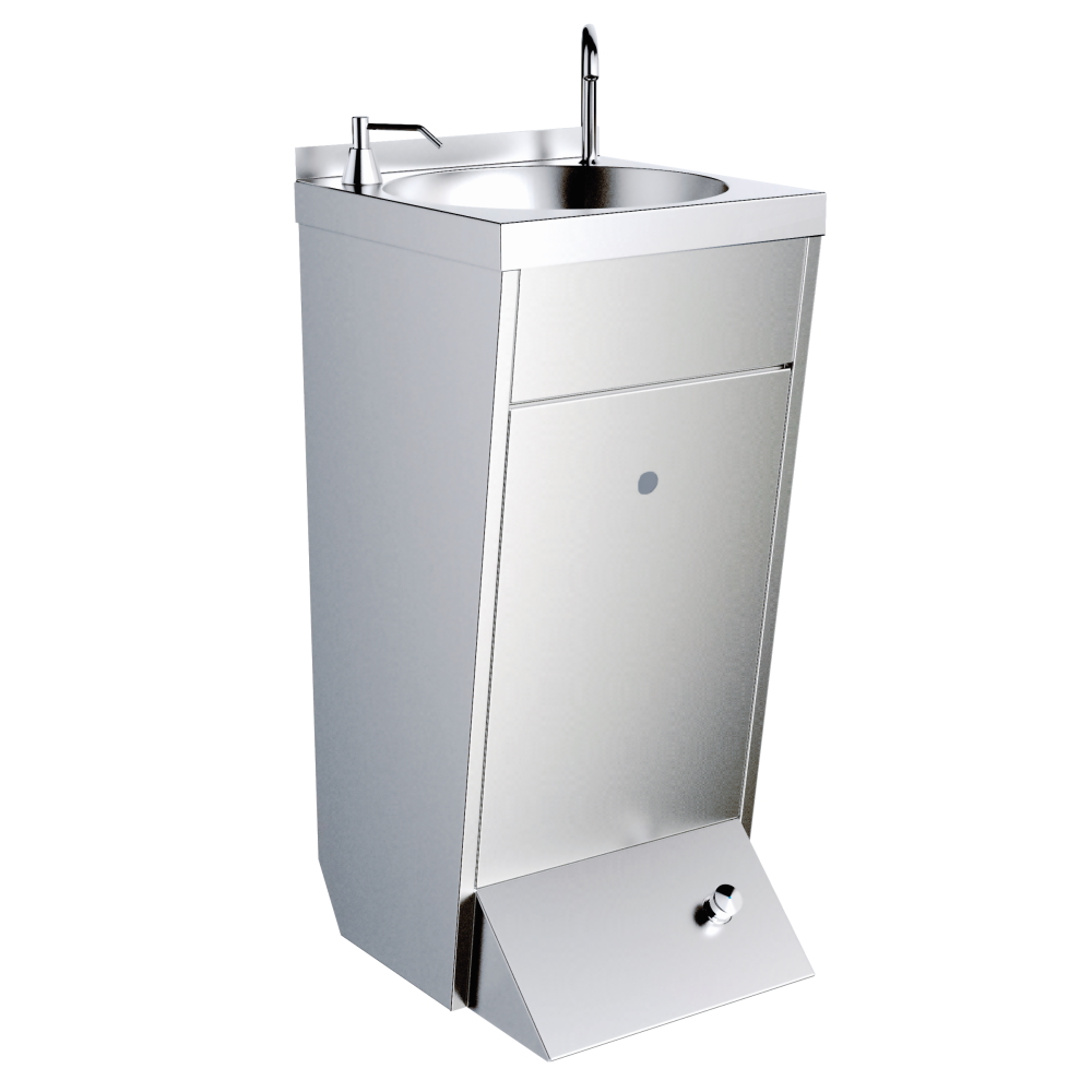 Hand wash basin with foot push and detergent dispenser - 400x440x850 mm - 202PJ100 Eurast
