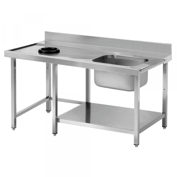 Dishwasher in/out table 1 sink 1 cleaning ring - 1100x750x850 mm - 16D11CEA Eurast