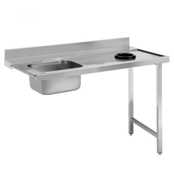 Dishwasher in/out table 1 sink 1 cleaning ring - 1100x750x850 mm - 16I11CAM Eurast