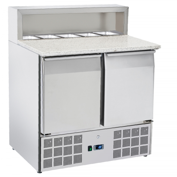 Pizza preparation table 2 doors. dir. 5 gn 1/6 - 900x700x880 mm - 235 W 230/1V - 7CA09PRC Eurast