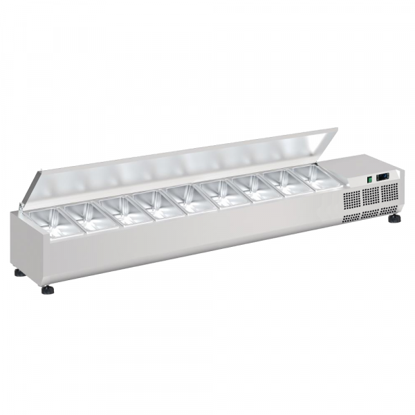 Refrigerador de ingredientes con tapa con 9 cubetas gn 1/3-150 2000x395x280 mm