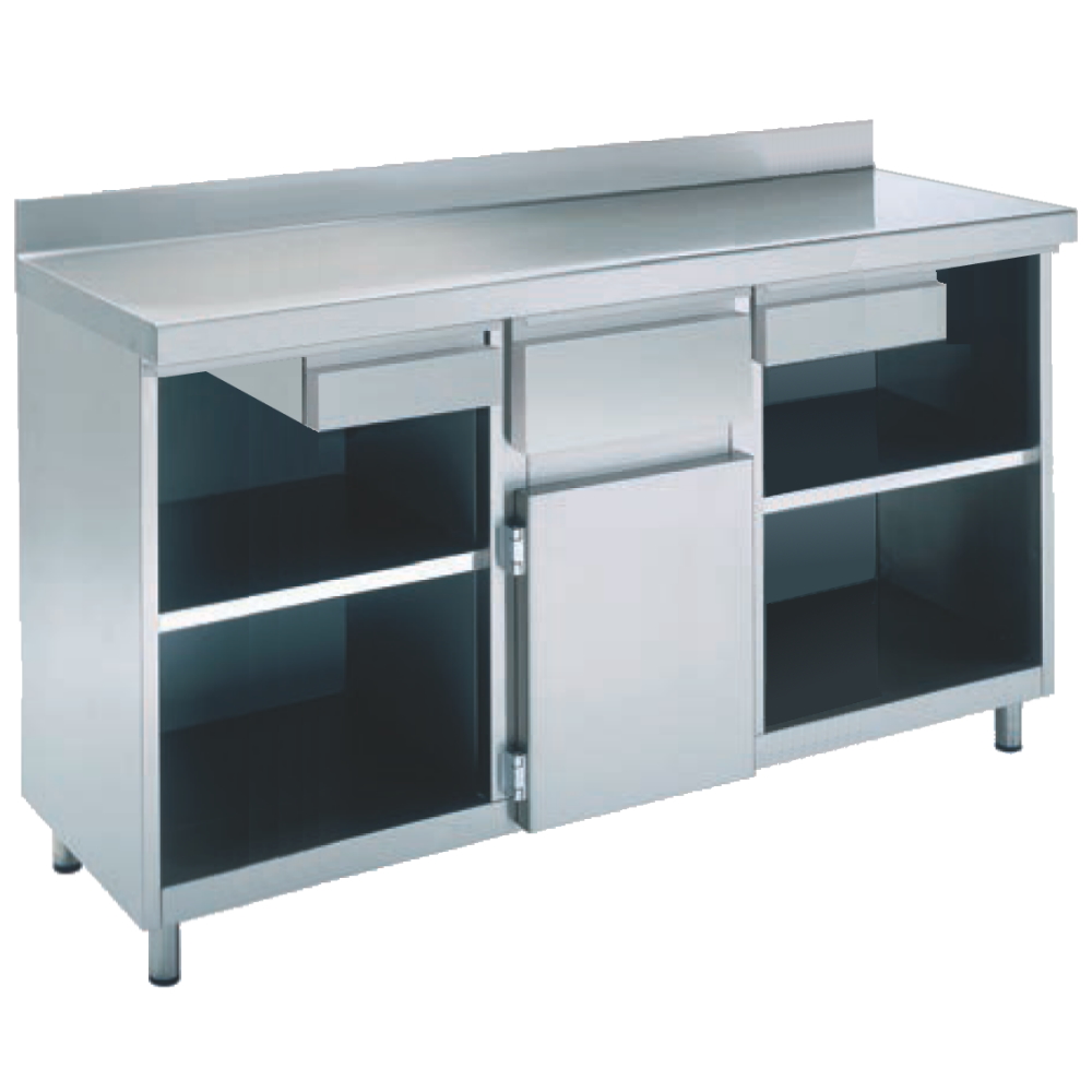 Mueble cafetero tras barra 1 puerta 4 estantes 3 cajones 2550x600x1050 mm