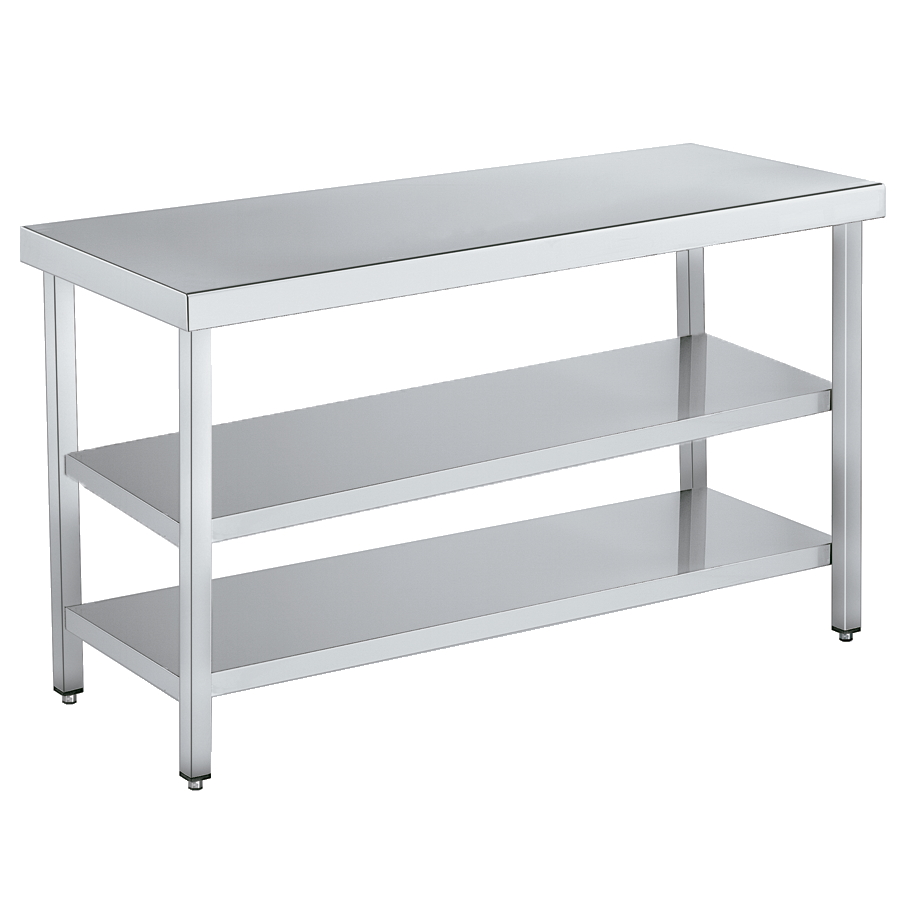 Mesa de trabajo central con 2 estantes desmontada 1200x600x850 mm