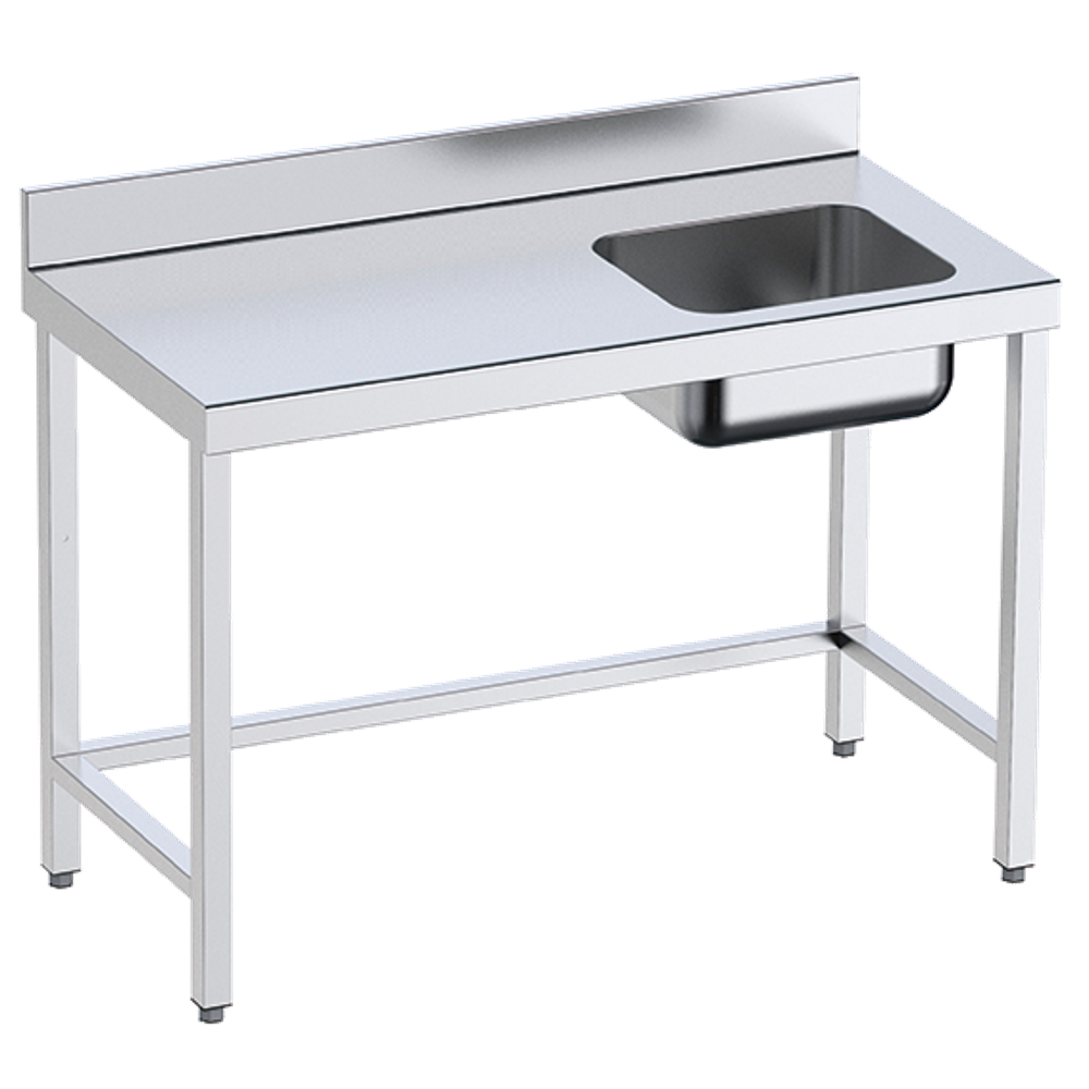 Chef table 1 sink on the right - 2000x600x850 mm - 1D0206RD Eurast