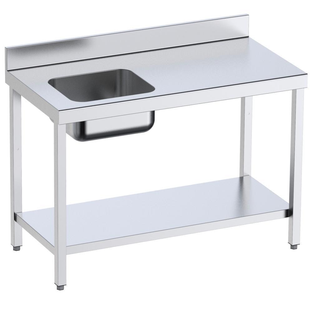 Chef table 1 sink left 1 shelf - 1200x600x850 mm - 1M2106EI Eurast