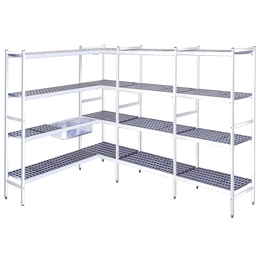 Duraluminium shelves 4 levels - 4916x370x1700 mm - 49163400 Eurast
