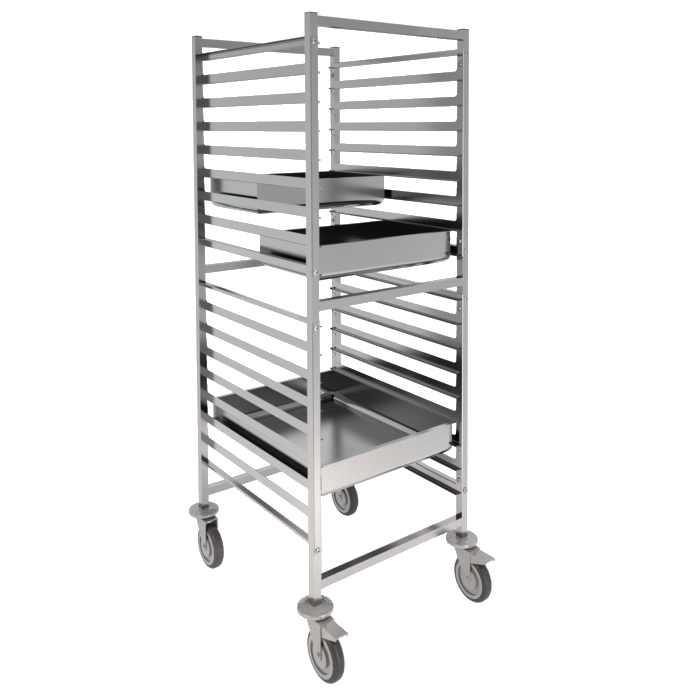 18 guide trolley for gn 1/1 containers - 460x630x1700 mm - 91060620 Eurast