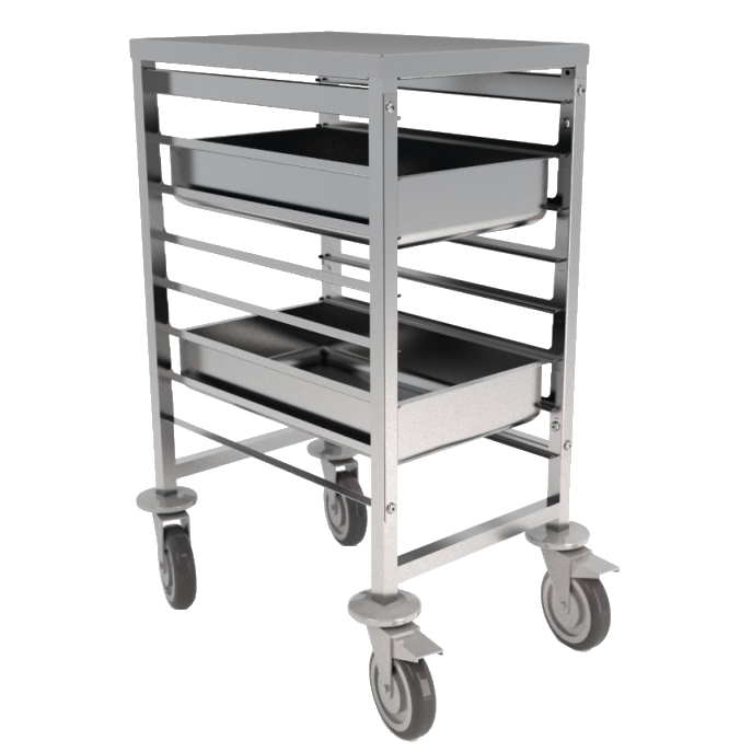 Carro con 7 guias para recipientes gn 2/1 o 1/1 660x750x900 mm