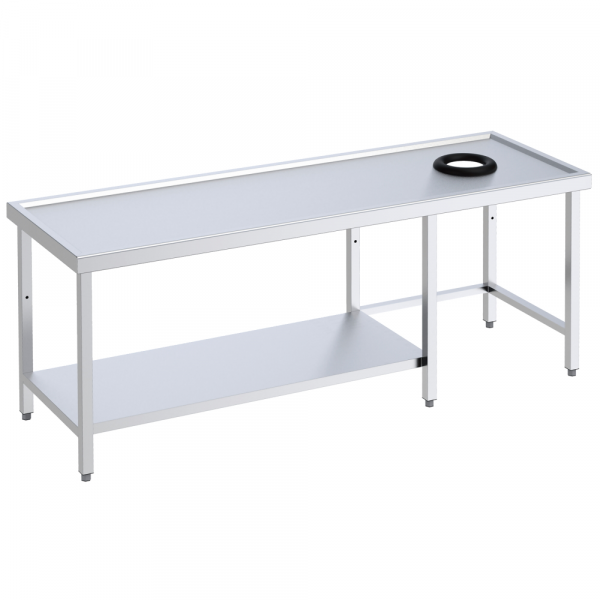 Central discharge ring table and shelf - 1600x700x850 mm - 160761E5 Eurast
