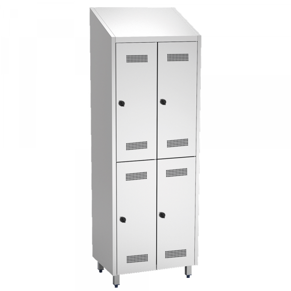 Stainless steel locker clothing  4 doors 2 bodies - 680x480x2010 mm - 10204180 Eurast