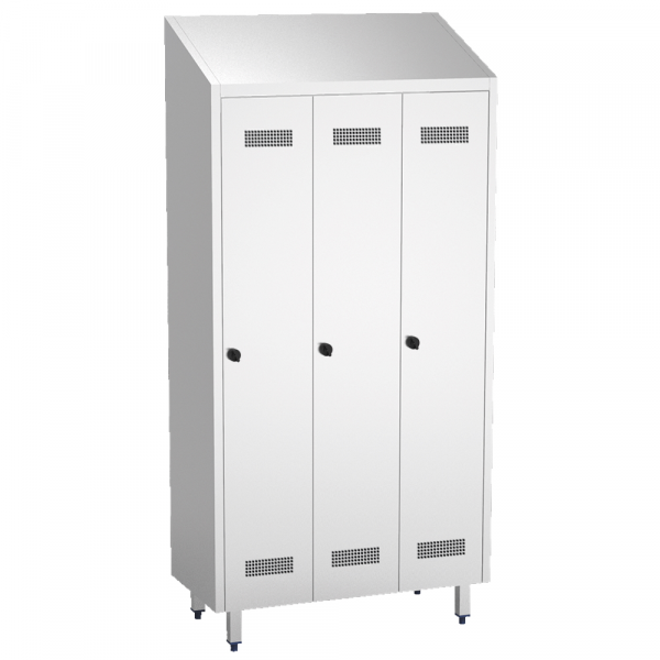 Stainless steel locker clothing  3 doors 3 bodies - 985x480x2010 mm - 10804180 Eurast