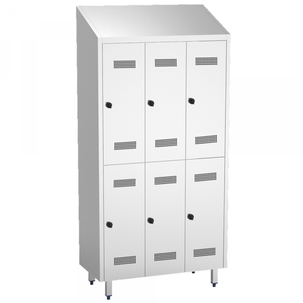 Stainless steel locker clothing  6 doors 3 bodies - 985x480x2010 mm - 10404180 Eurast