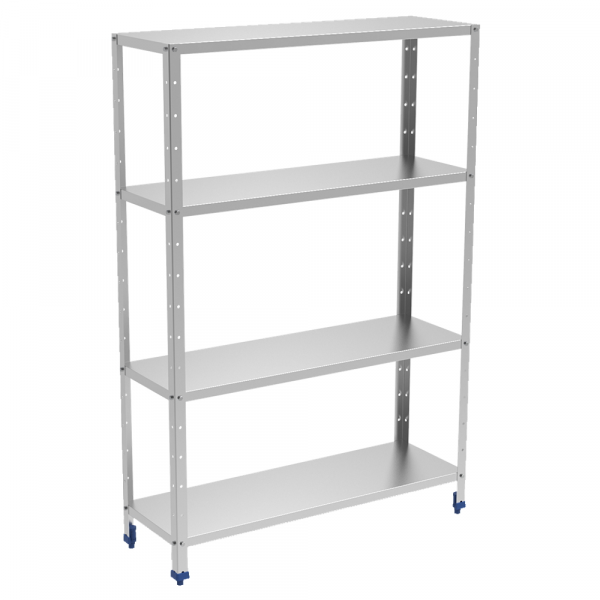Stainless steel shelves 4 levels with smooth shelves - 1400x350x1750 mm - 38004350 Eurast