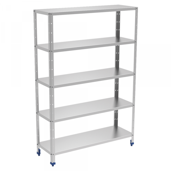Stainless steel shelves 5 levels with smooth shelves - 1200x400x1750 mm - 38005414 Eurast