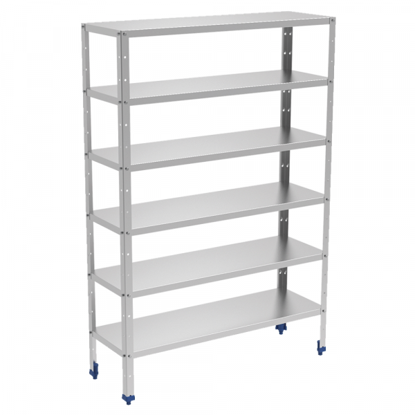 Stainless steel shelves 6 levels with smooth shelves - 1200x400x1750 mm - 38006414 Eurast