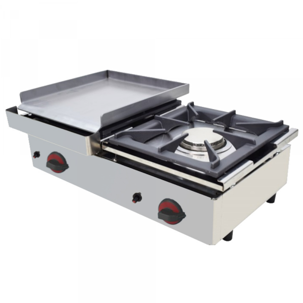 Gas boiling 1 burner and 1 tabletop grill - 800x450x910 mm - 11,6 Kw - 4412PC08 Eurast