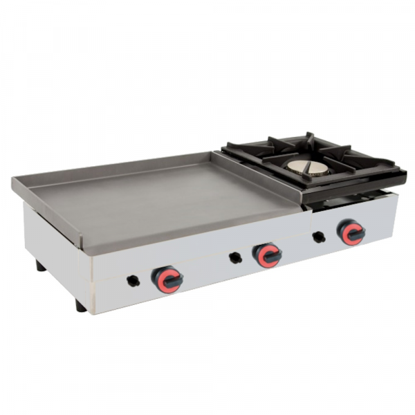 Gas iron hot plate 8 mm smooth table top with 1 burner - 1005x450x240 mm - 11,8 Kw - 4403FL6P Euras