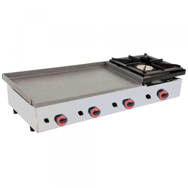 Gas iron hot plate 8 mm smooth table top with 1 burner - 1205x450x240 mm - 14,8 Kw - 4404FL6P Euras