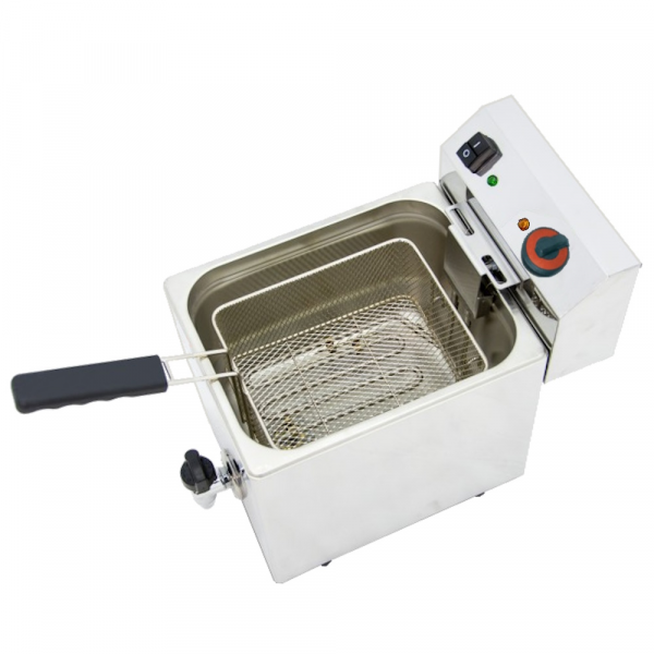 Electric fryer 8 liters tabletop with tap - 265x495x325 mm - 3,5 Kw 230/1V - 44086010 Eurast