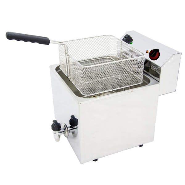 Electric fryer 12 liters tabletop with tap - 355x495x325 mm - 4,5 Kw 230/1V - 44126210 Eurast