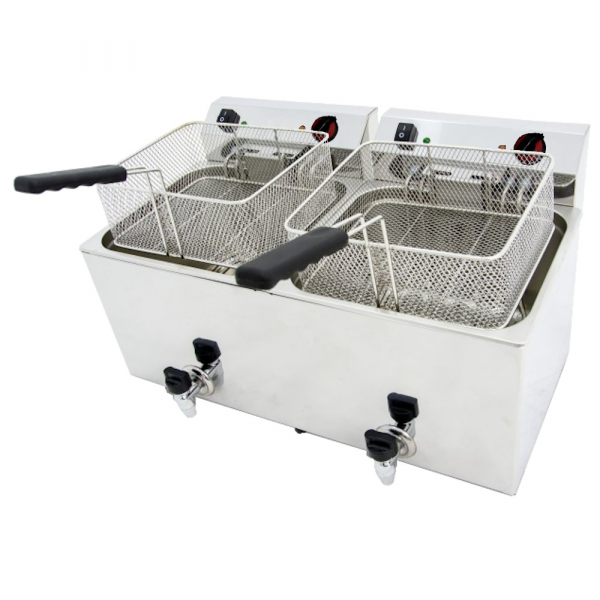 Electric fryer 12+12 liters tabletop with tap - 695x495x325 mm - 9 Kw 230/1V - 44246212 Eurast