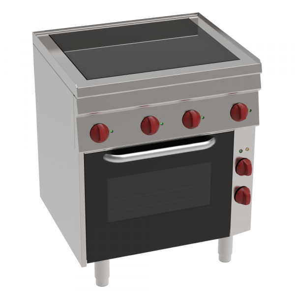 Vitroceramic cooker 4 hot zones 1 conv. electr. oven 440x380 - 700x600x850 mm - 11,1 Kw 400/3V - 424