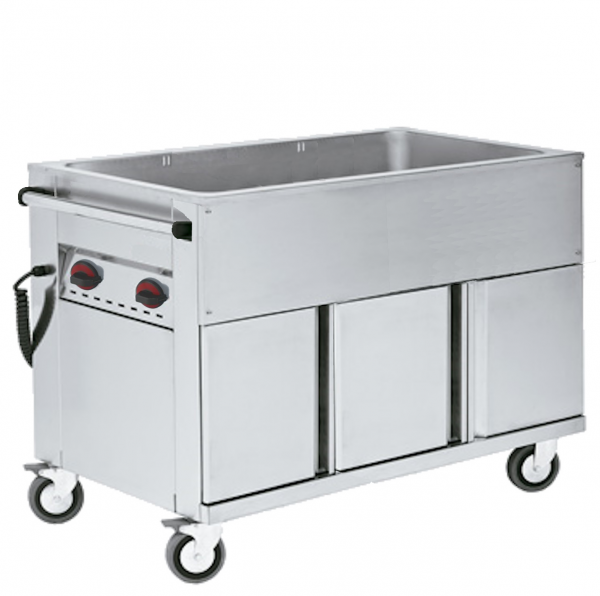 Electric bain marie for 3 gn 1/1-200 with wheels - 1160x670x900 mm - 3,2 KW 230/1V - 52120240 Eurast