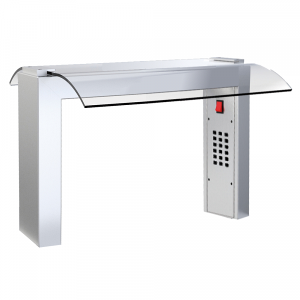 Pantalla con soporte y cristal drop-in 2 gn con luz led 755x550x420 mm